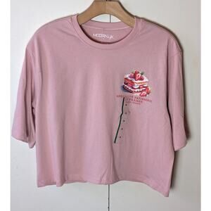 Modern Lux Pink Strawberry Cake T-Shirt Medium